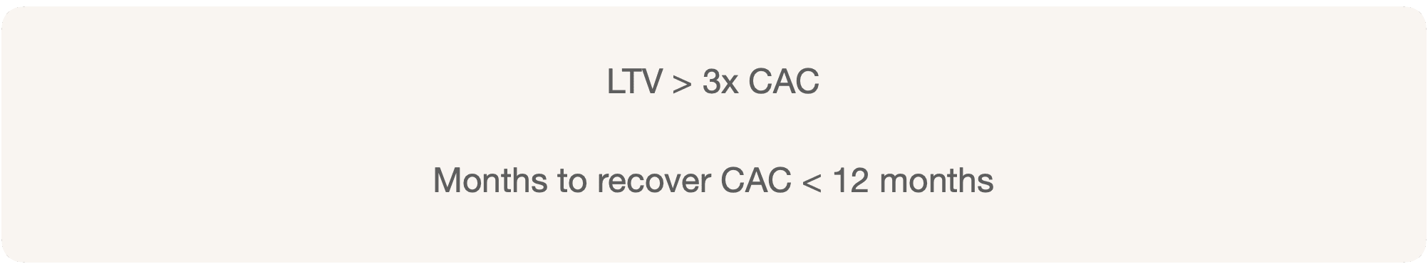 Age old wisdom: LTV:CAC > 3 and months to recover less than 12months